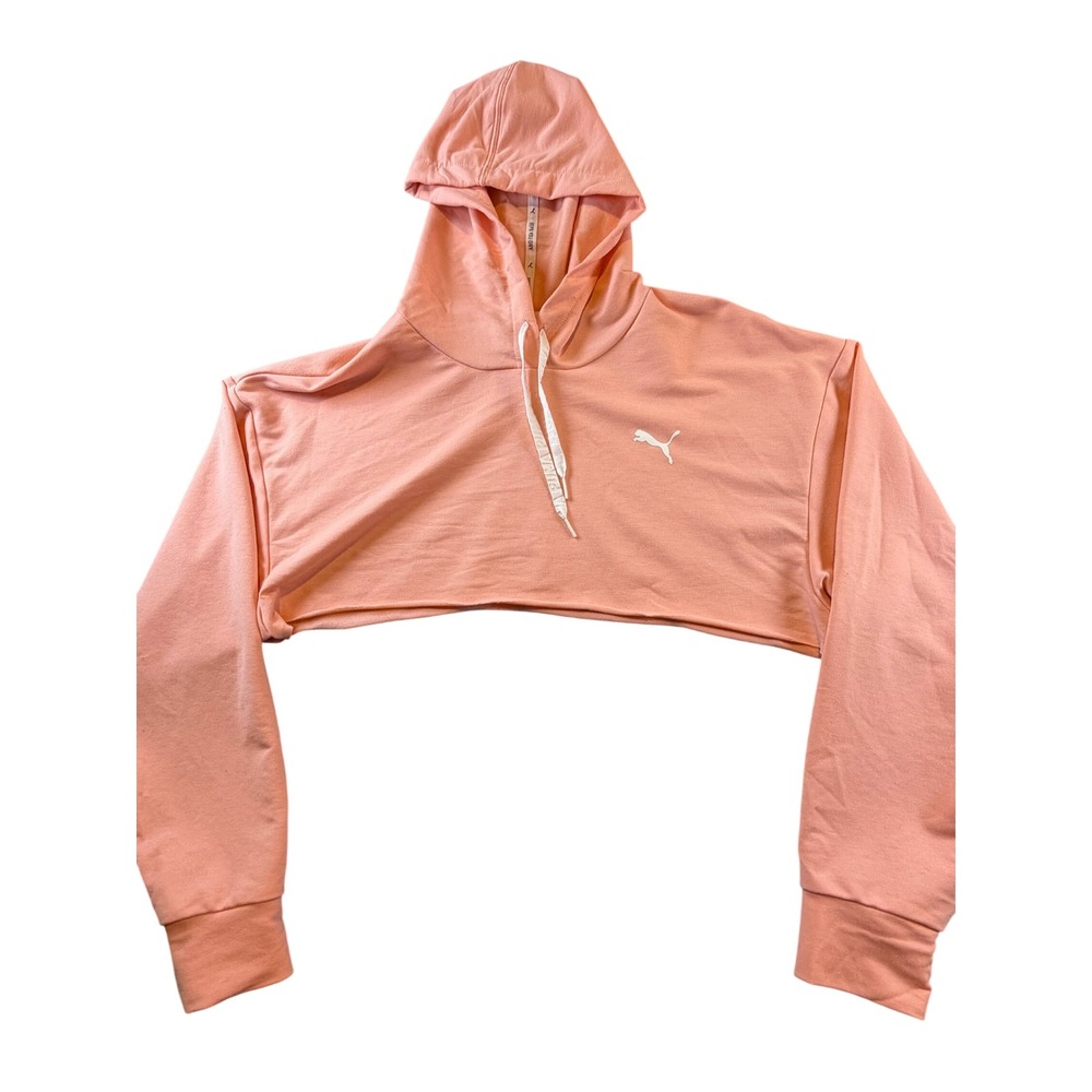 Puma Womens Peach Pink Ultra Cropped Hoodie Sweatshirt Small Logo Activewear